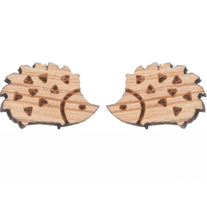 Boucles d'oreilles herisson bois